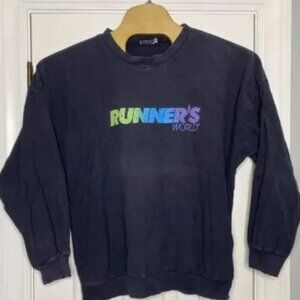 Vintage Mens Runners World Long Sleeve Heavy Shirt Faded Black XL‎ USA- READ
